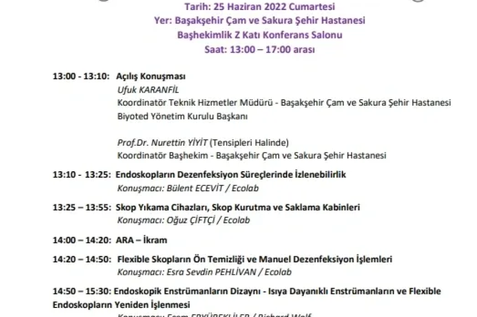 Flexible Endoskopların temizlik bakım ve kullanım süreç eğitimi